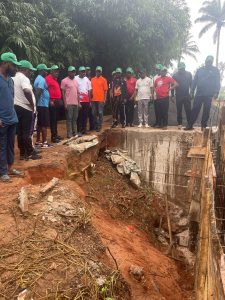 Chinedu Ekeke inspecting work on the bridge